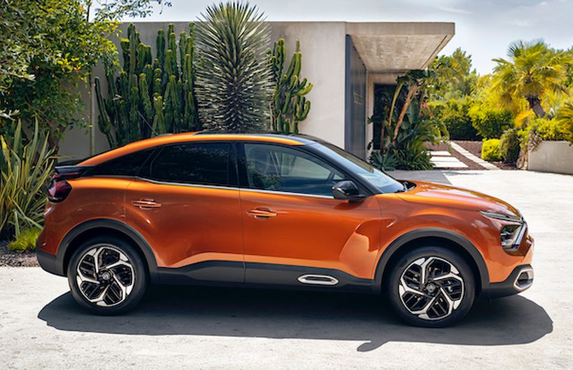 Citroen eC4 electric car exterior side parked in driveway